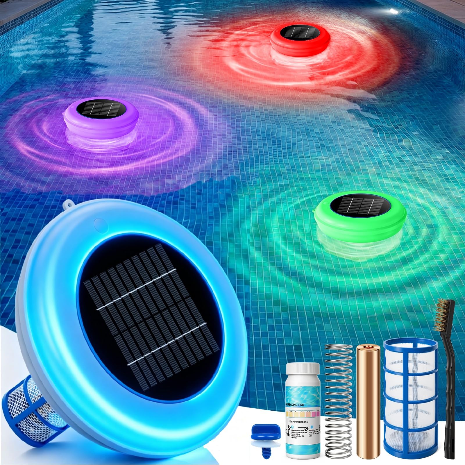 Aisdan Solar Pool Ionizer, Larger Solar Panel Copper Pool Ionizer Floater Auto S