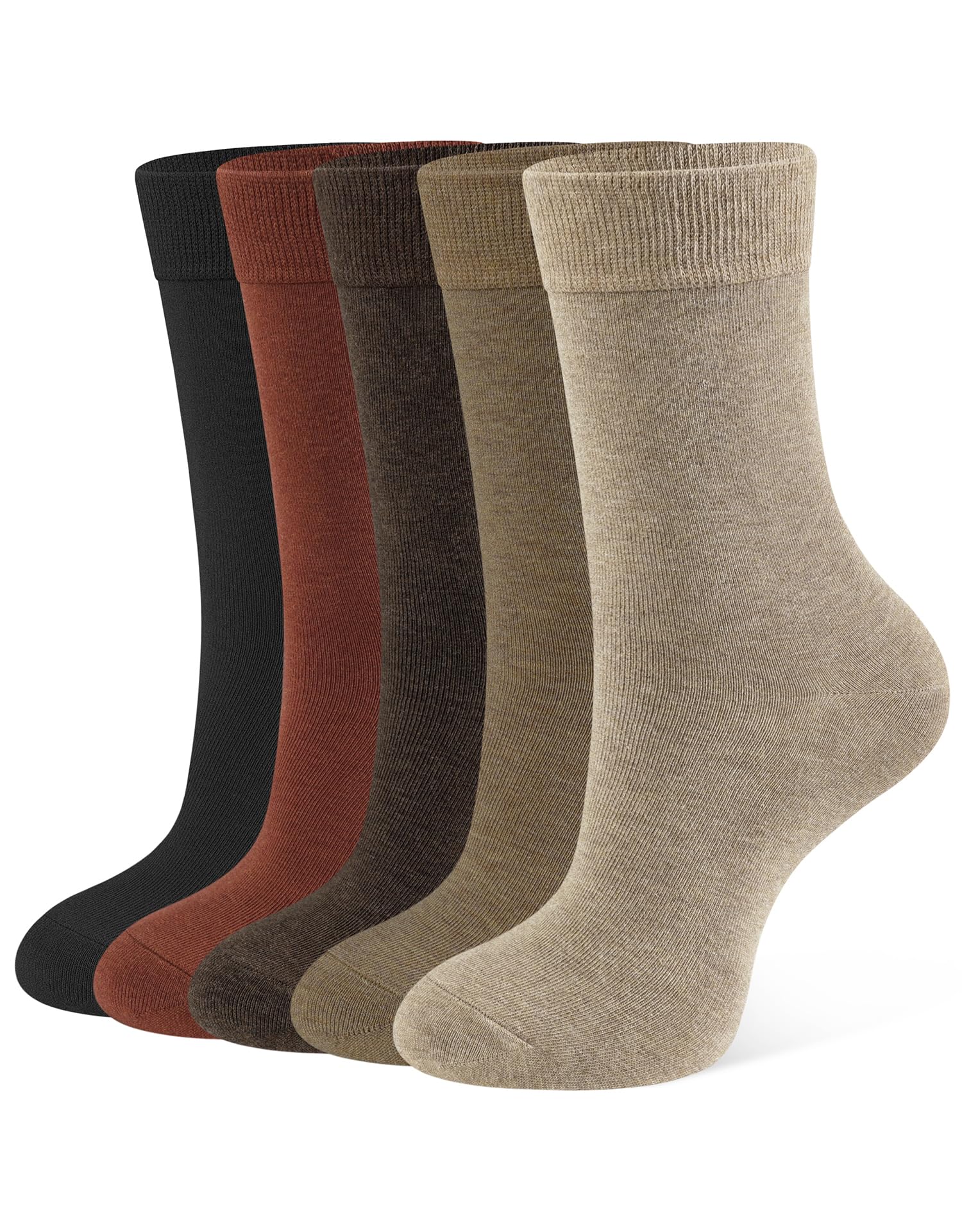 CLOSEMATE 5 Pairs Women's Cotton Socks with Elastic Comfort Waistband 35-42