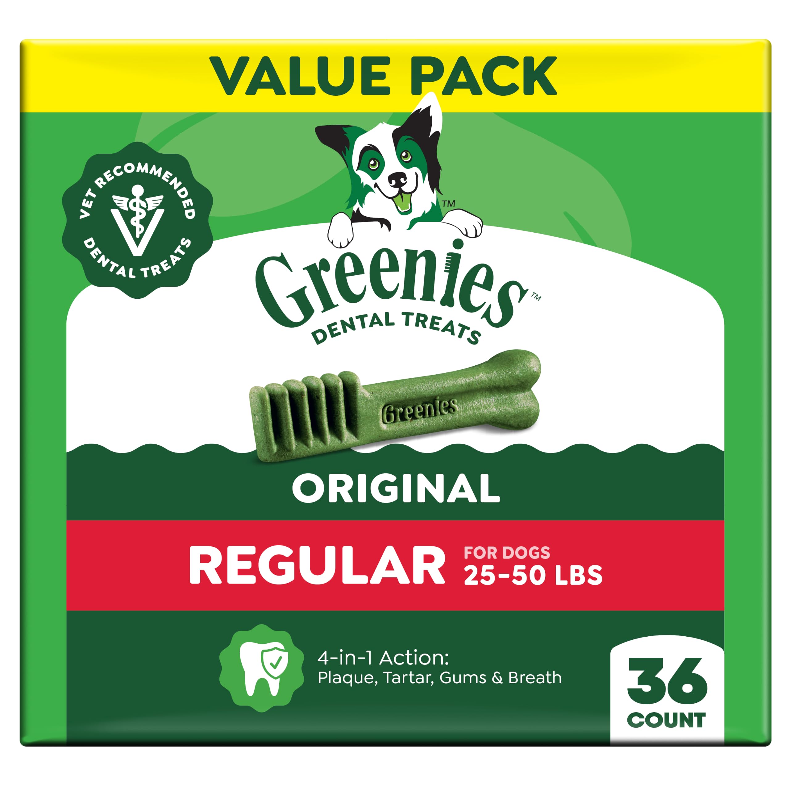 Greenies Regular Dental Dog Treats, Original Chicken Flavor, 36 Count | Veterina