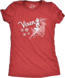 Crazy Dog Tshirts - Womens Vixen Tshirt Funny Sexy Mrs Claus Reindeer Christmas Season Graphic Tee (Heather Red) - XXL - Femme