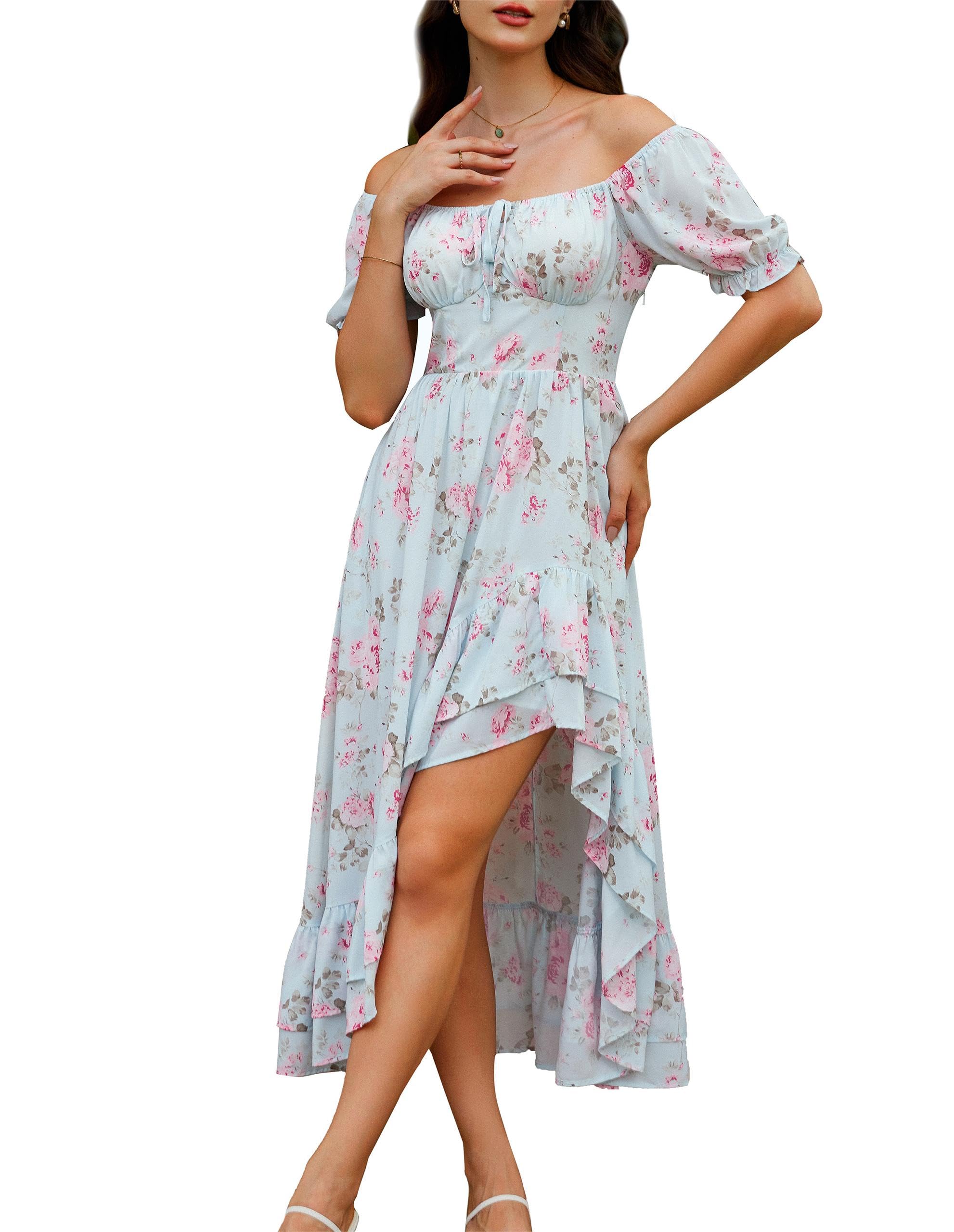 SCARLET DARKNESS Women's Elegant Victorian Print Balloon Sleeve Square Neck Tigh