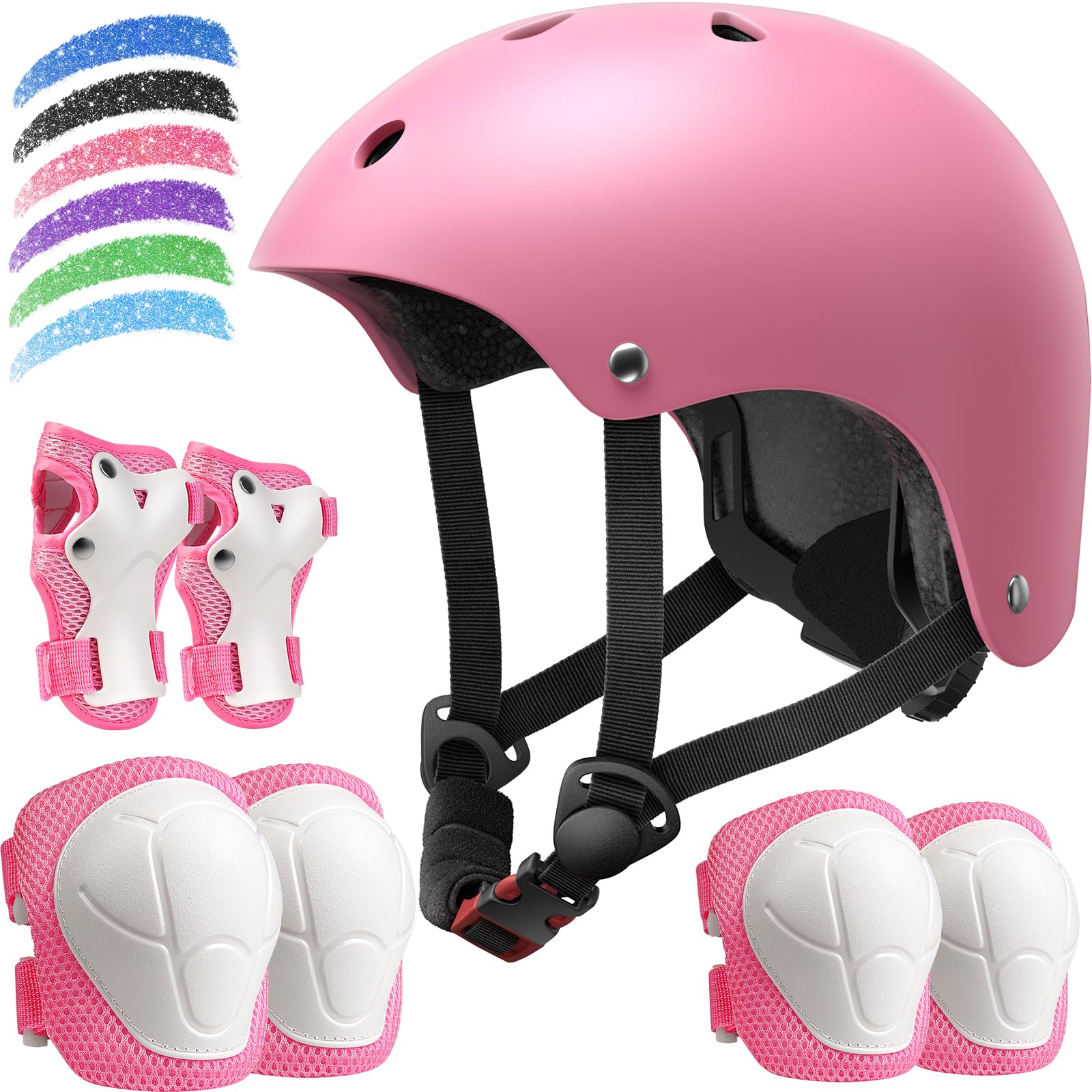Kids Bike Helmet Set, Adjustable Helmet for Ages 2-3-5-8-14 Year Boys Girls, Tod