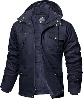 MAGCOMSEN Men's Winter Jackets Fleece Lined Warm Heavy Hooded Cargo Coats