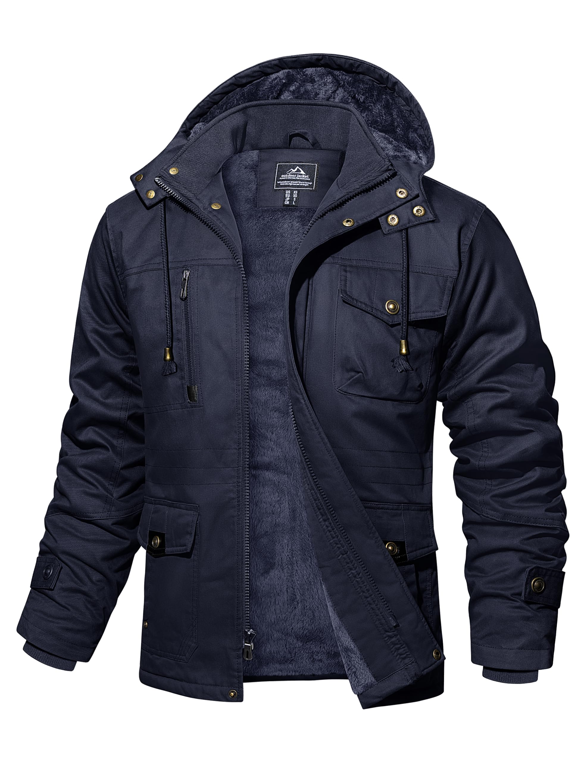 MAGCOMSEN Men's Winter Jackets Fleece Lined Warm Heavy Hooded Cargo Coats