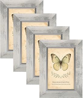 XUANLUO 4 Pack 6x4 Picture Frames,15 x 10cm Rustic Frame,White