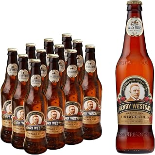 Henry Westons Vintage Glass Bottles, 8.2% ABV 12 x 500ml Multipack | Refreshing Medium Dry Sparkling Cider | Slowly Matured in Oak Vats for a Smooth & Rounded Flavour