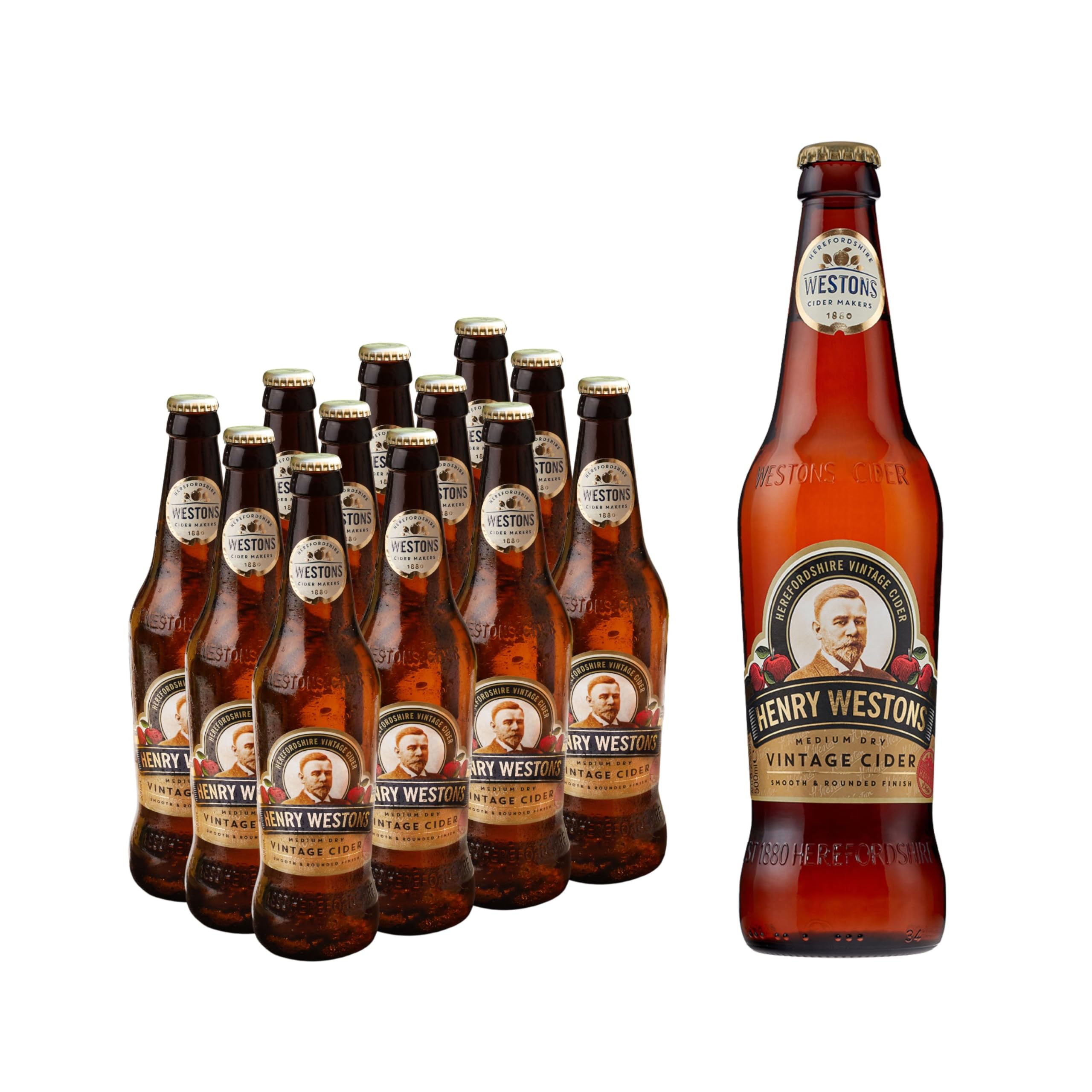 Henry Westons Vintage Glass Bottles, 8.2% ABV 12 x 500ml Multipack | Refreshing 