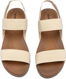Veittes Women's Flat Slide Sandals Elastic Strap Sandals