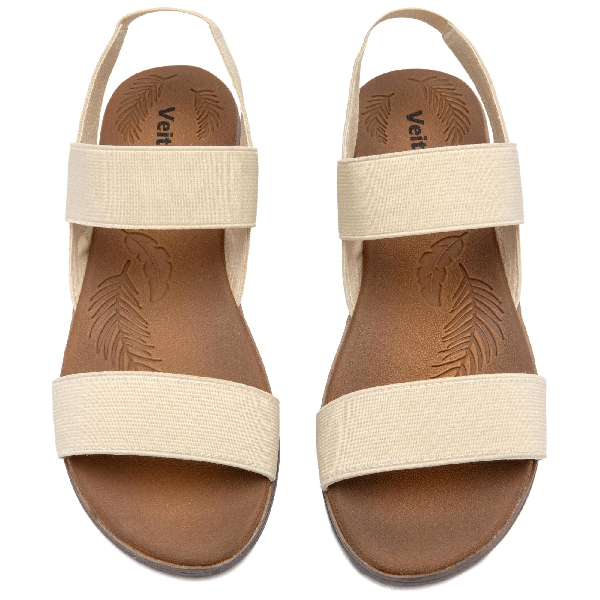 Veittes Women's Flat Slide Sandals Elastic Strap Sandals