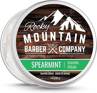 Rocky Mountain Barber Company Spearmint Shaving Cream, Made in Canada, 5 oz