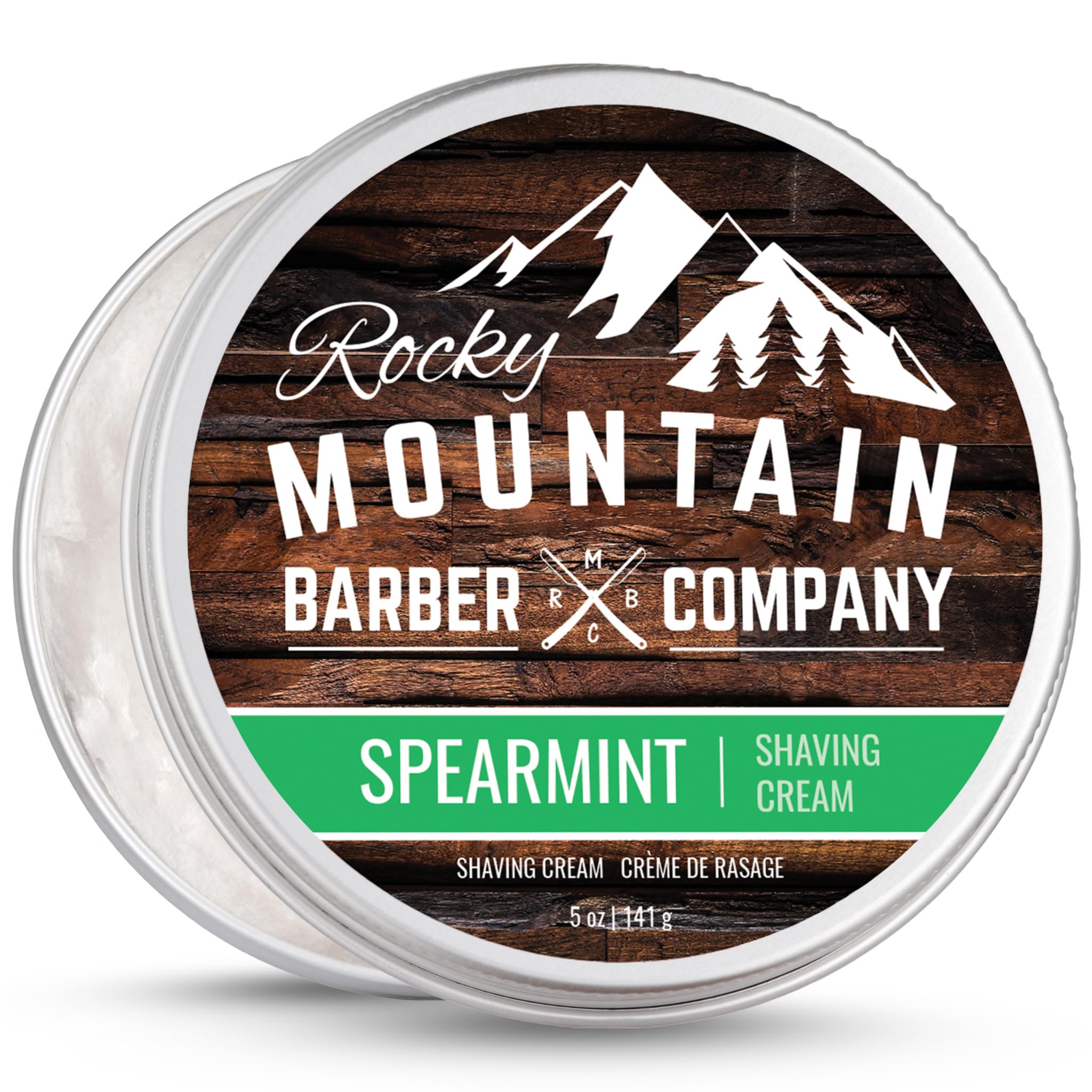 Rocky Mountain Barber Company Spearmint Shaving Cream, Made in Canada, 5 oz