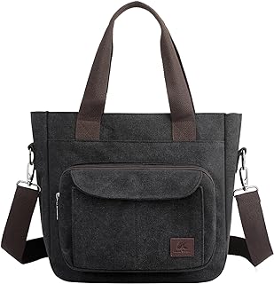 ZHIERNA Women's Canvas Tote Purse Casual Shoulder Crossbody Bags Small Handbag, Multi-pocket Top Handle Work Bag