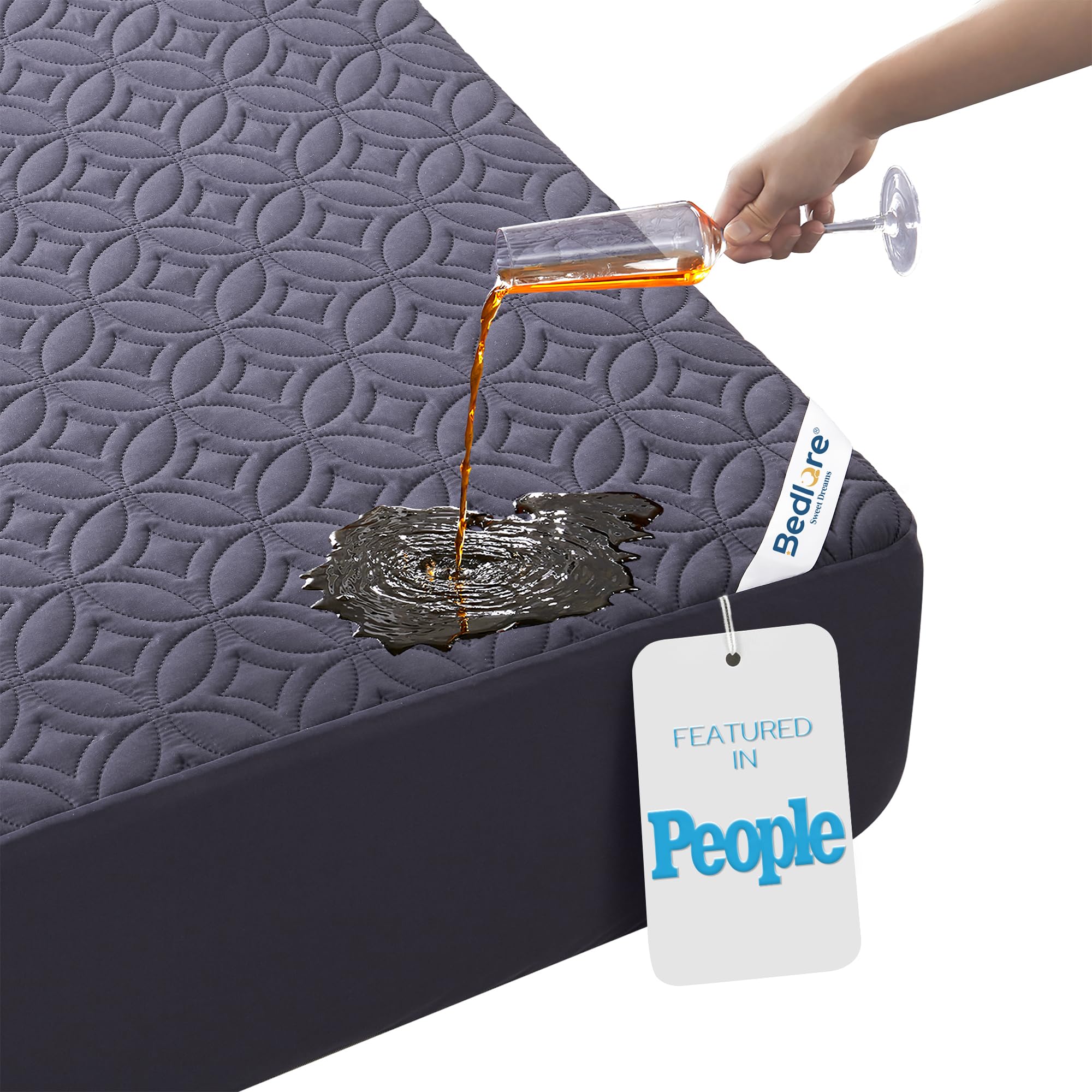BEDLORE Waterproof Mattress Protector, Queen Size Mattress Pad with Deep Pocket 