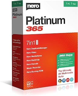 Nero Platinum 365 | All-in-One Multimedia Suite | Video Editing, Photos, Music, Backup, AI Tools, 4K/8K Support, Photo Organizer, Convert & Burn | 1 PC | Windows 11/10