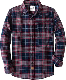 Dubinik® 6 oz Flannel Shirt for Men Long Sleeve Button Down Cotton Plaid