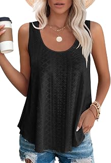 DUOEASE Women's Tank Tops Summer Casual Sleeveless U-Neck Tunic Blouse Tshirt