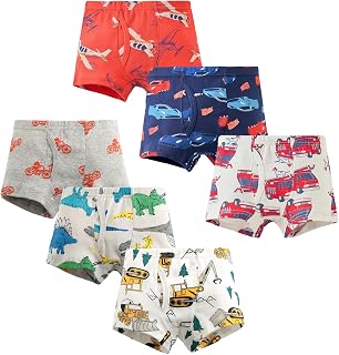 Boys Boxer Shorts 6-Pack - 100% Cotton Breathable Underwear for Kids Age 2-9 Years | Soft Comfort Fit for Daily Wear & Play