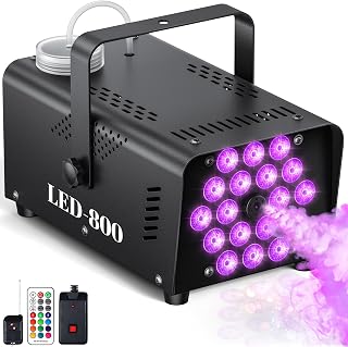 Dviuoa 800W Fog Machine with Lights, 3500CFM Smoke Machine for Halloween | 13-Color LED Effect Fogger, Auto Mode & Wireless Remote, Overheat Protect, for Indoor, Outdoor, Wedding, Parties & DJ Stage