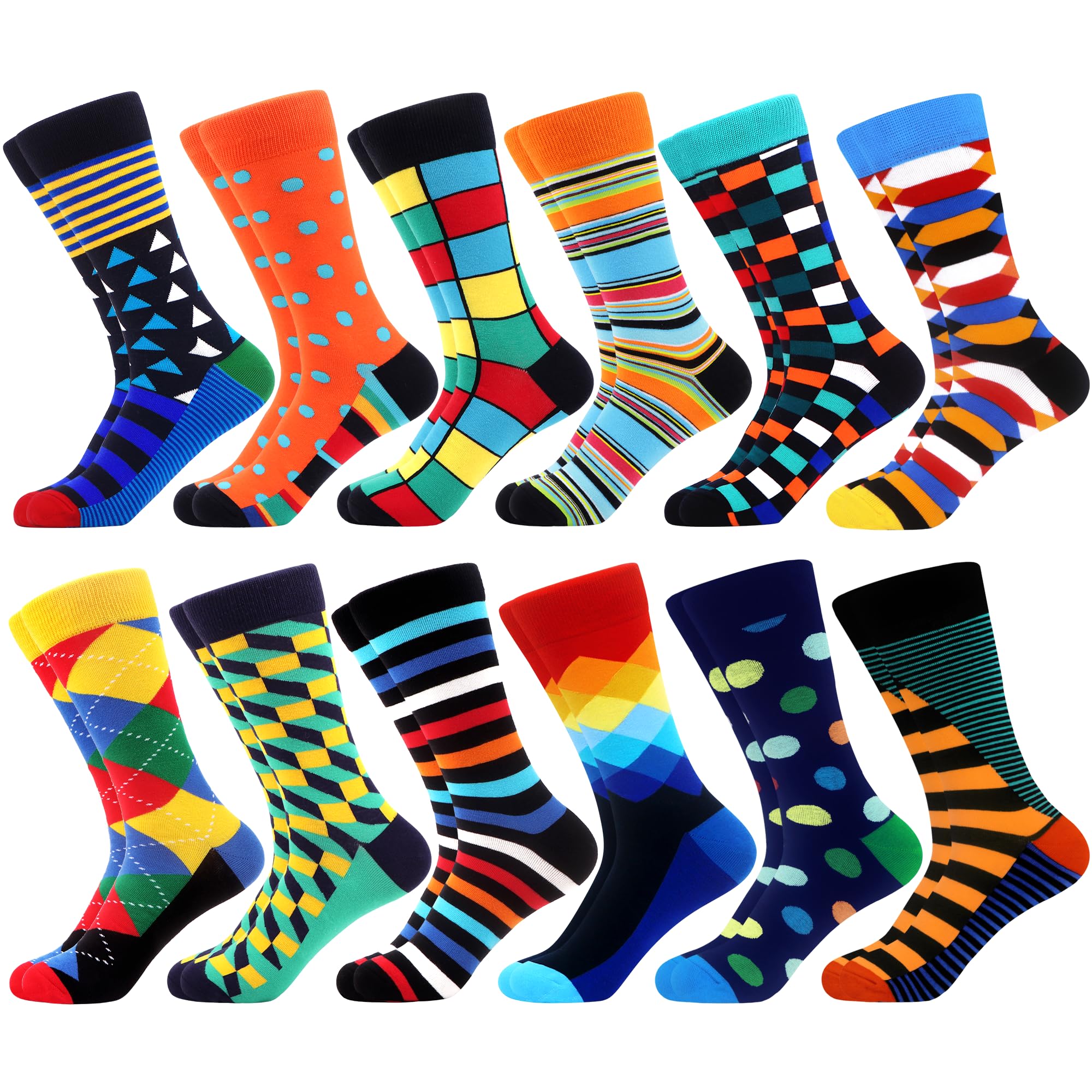 WeciBor Men's Funny Novelty Crew Socks Cotton Multi Pack Gift Size 7-14
