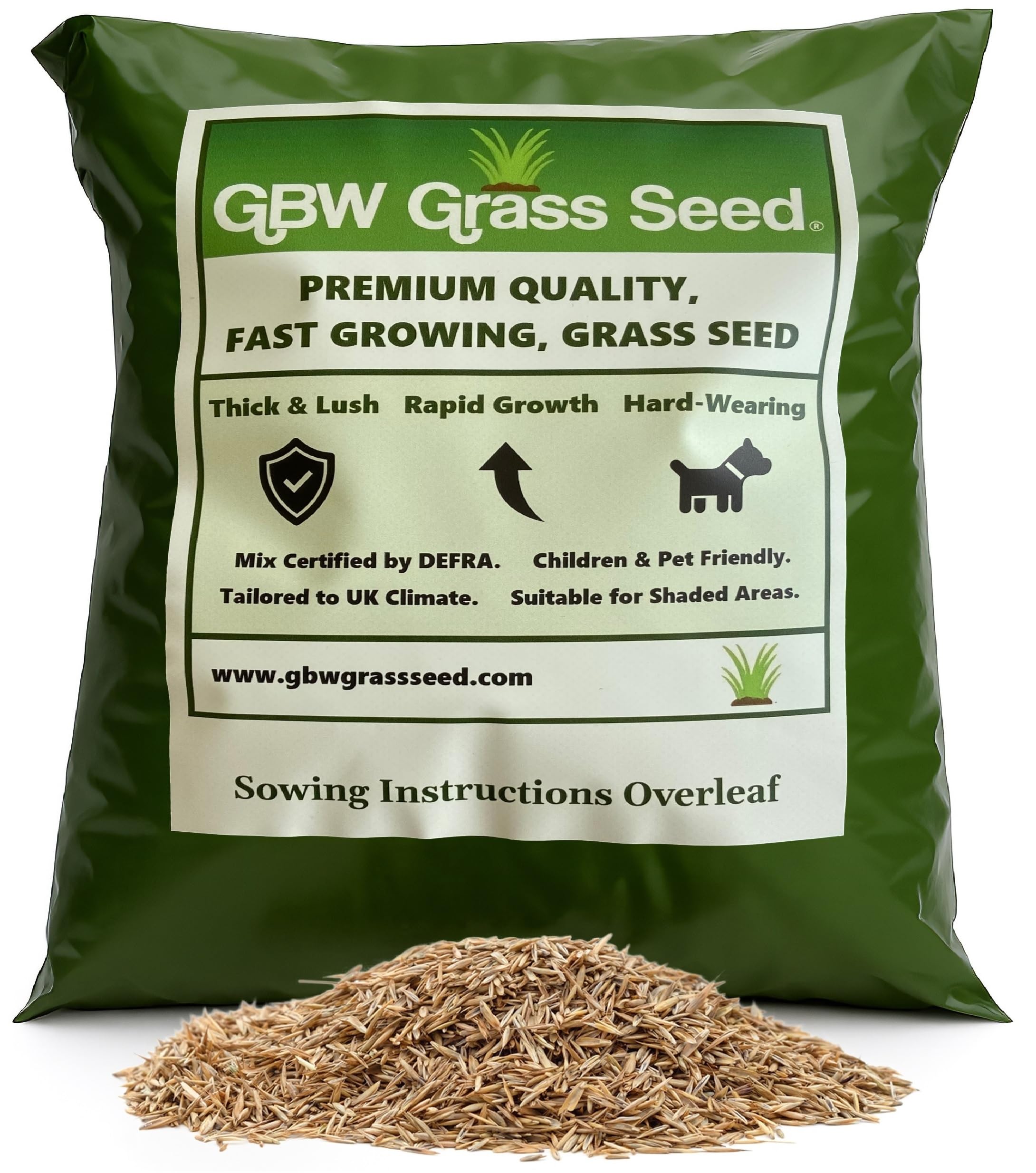 GBW Grass Seed - Quality Lawn Seed 1kg - Covers up to 60 m2 (645 ft2) New Lawns 