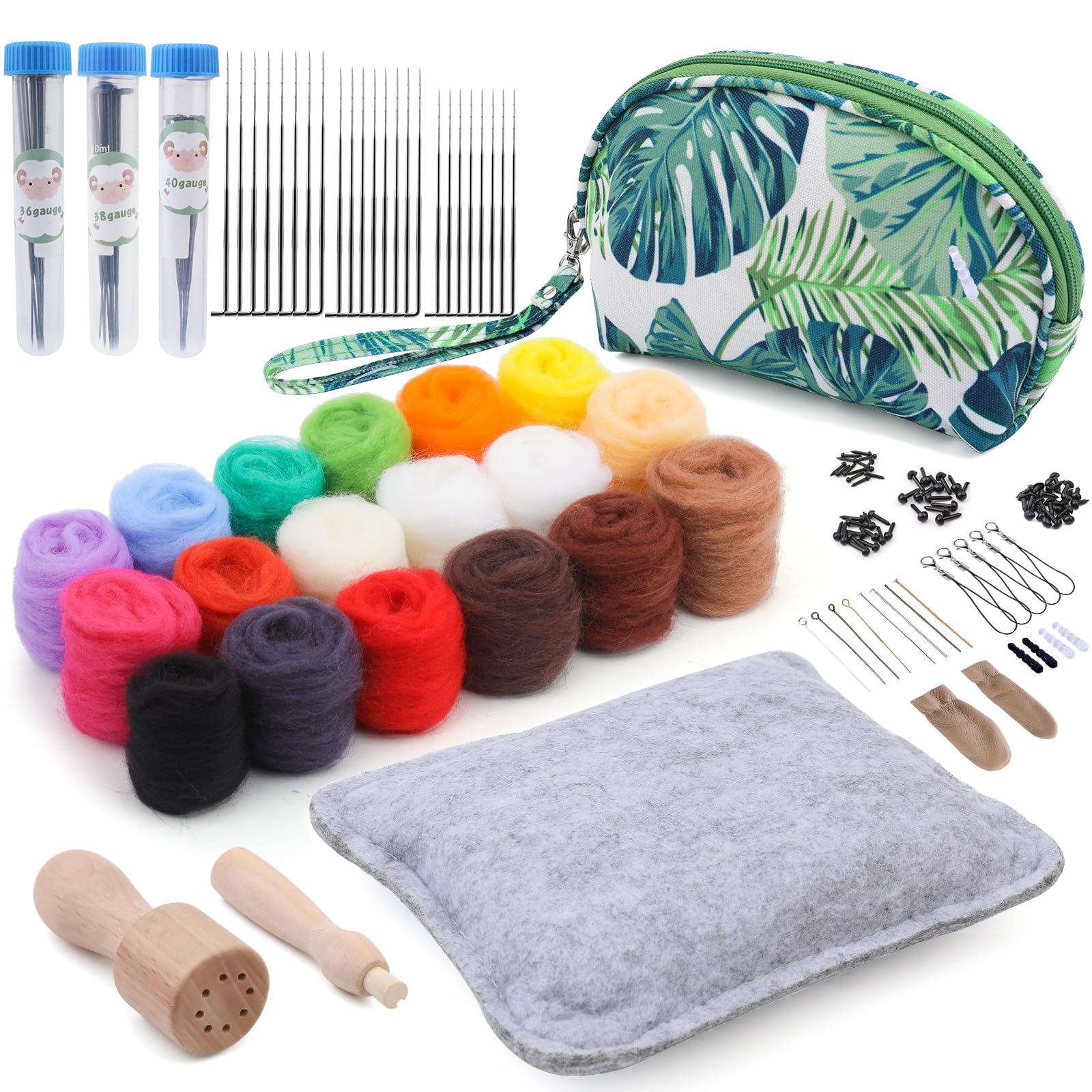 IMZAY Needle Felting Kit, 18 Colors Wool Roving Felting Kits for Beginners | Woo