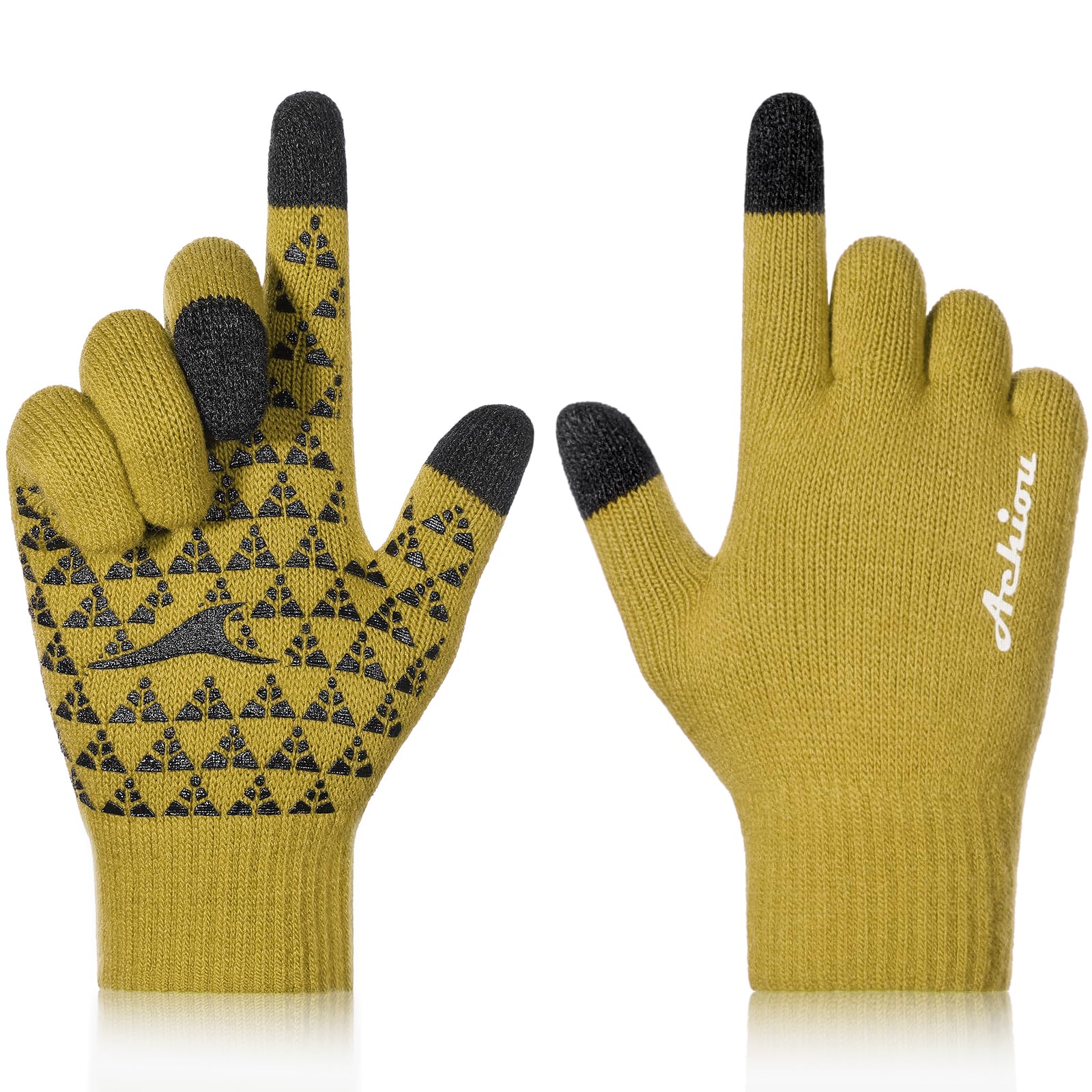 Achiou Winter Gloves for Men and Women, Touchscreen Soft Knit Gloves