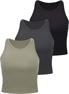 Boao Women's Basic Crop Top, Opaque, Pack of 3