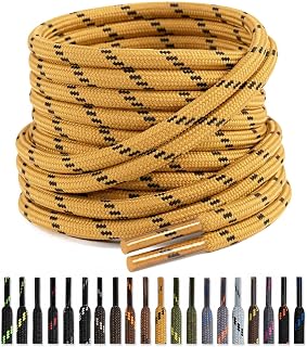 Puzeam 2 Pairs 4.5 mm Round Shoe Laces for Heavy Duty Outdoor Work Boots | Shoelaces for Outdoor Hiking and Walking Shoes, Laces for Men and Women Work Shoes