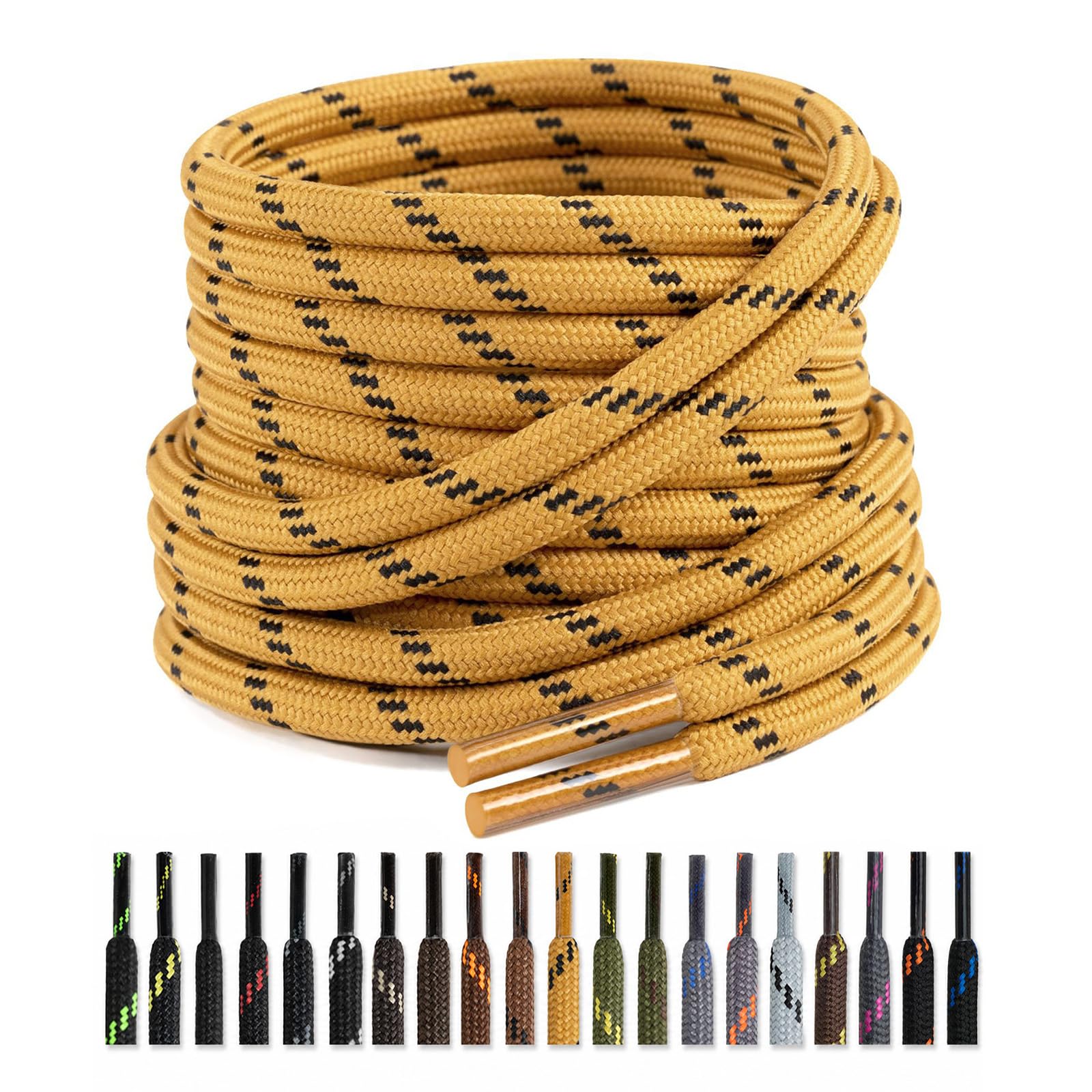 Puzeam 2 Pairs 4.5 mm Round Shoe Laces for Heavy Duty Outdoor Work Boots | Shoel