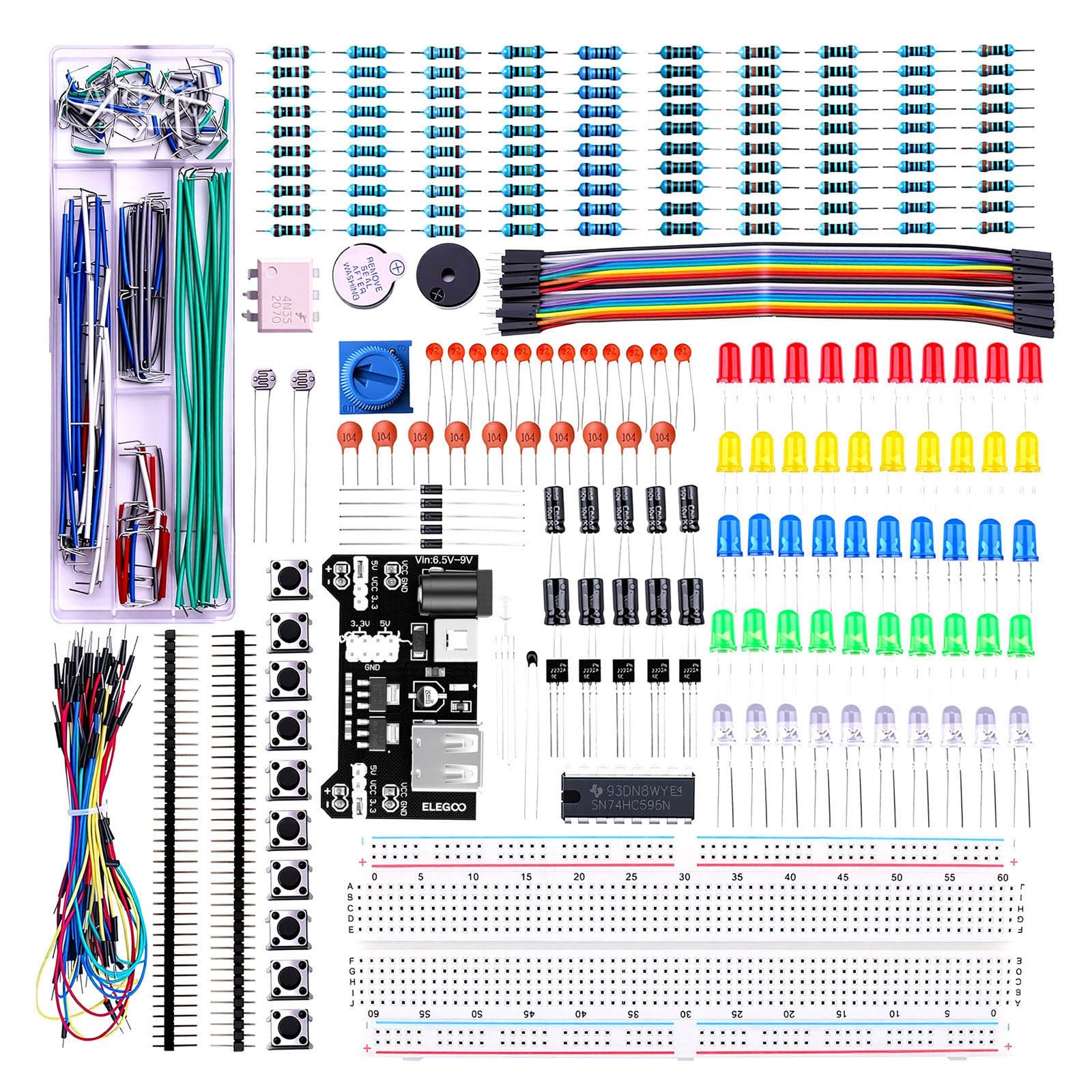 ELEGOO Upgraded Electronics Fun Kit with Power Supply Compatible with Arduino