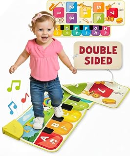 Move2Play, Double Sided Piano Mat | 50+ Sounds & Songs | 1, 2, 3, 4+ Year Old Birthday Present | Babys, Toddlers, Boys, & Girls Ages 12, 18, 24+ Months Old
