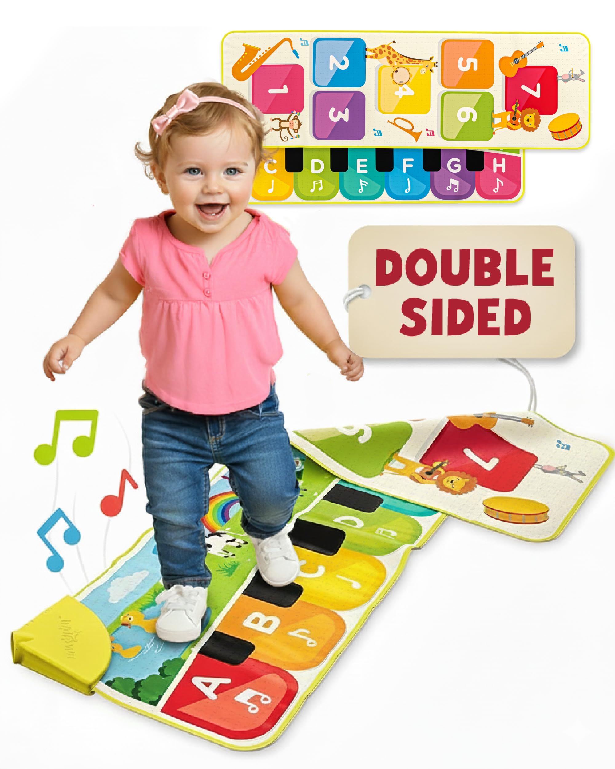 Move2Play, Double Sided Piano Mat | 50+ Sounds & Songs | 1, 2, 3, 4+ Year Old Bi