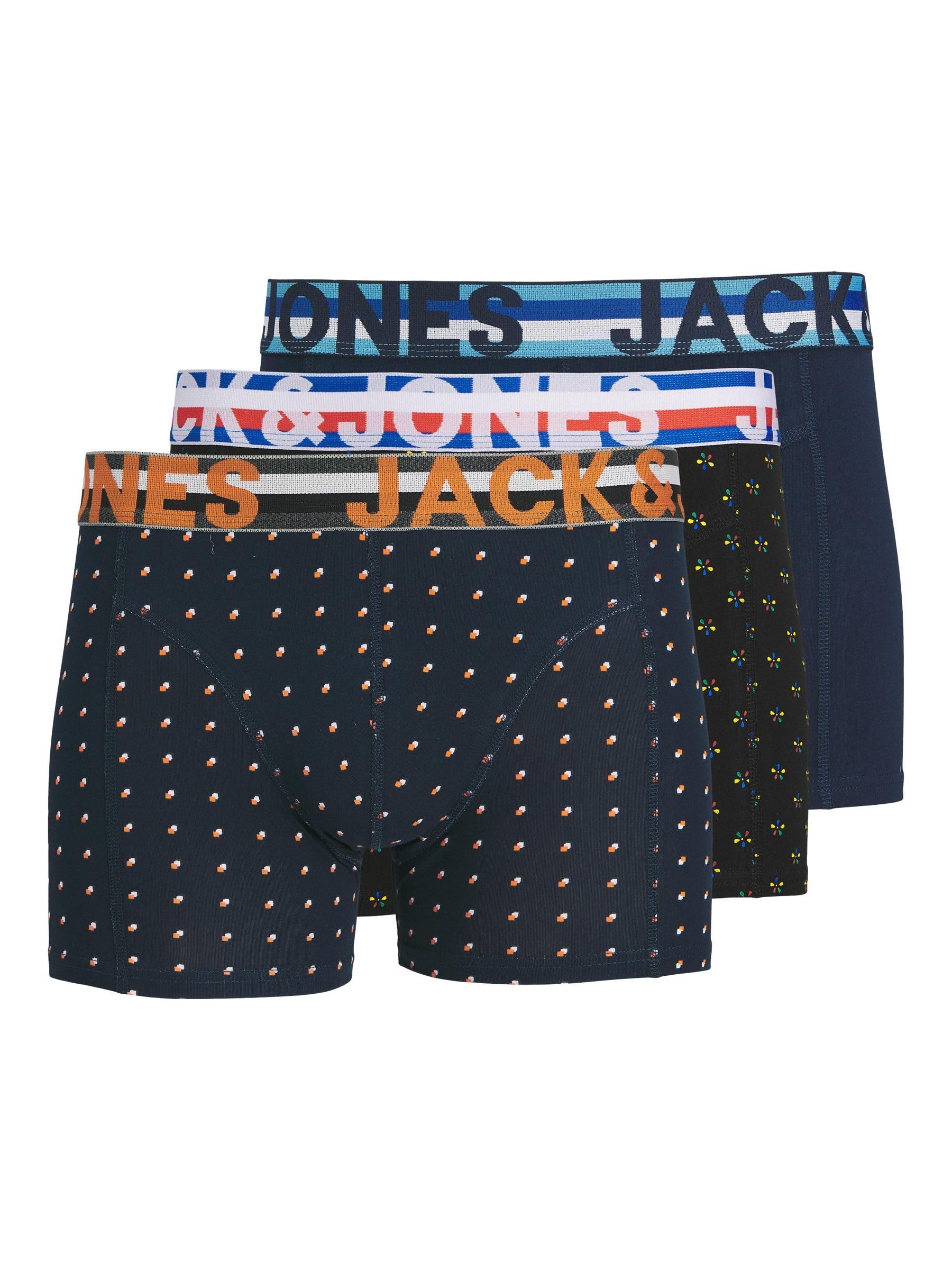 JACK & JONES Jachenrik Trunks 3 Pack Noos Boxer, Multicolour (Navy Blazer), XX-L