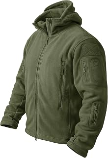 Men's Tactical Hooded Full Zip Warm Winter Outdoor Fleece Jacket