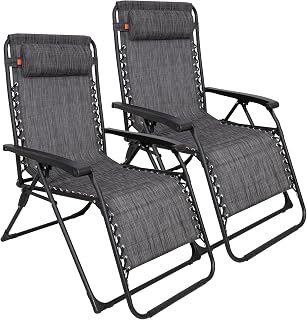KingCamp Zero Gravity Chairs Up to 180 kg, Adjustable Headrest, Set of 2
