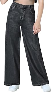 EXARUS Girls Jeans Wide Leg Baggy Pants Ripped Denim Teen 6-16Y