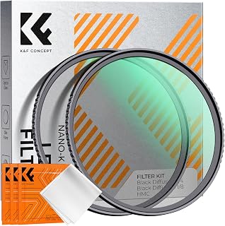 K&F CONCEPT 49mm Black Diffusion 1/4 & 1/8 Filters Kit | Mist Cinematic Effect Filters Set with Multi-Layer Coated for Camera Lens K Series FS304