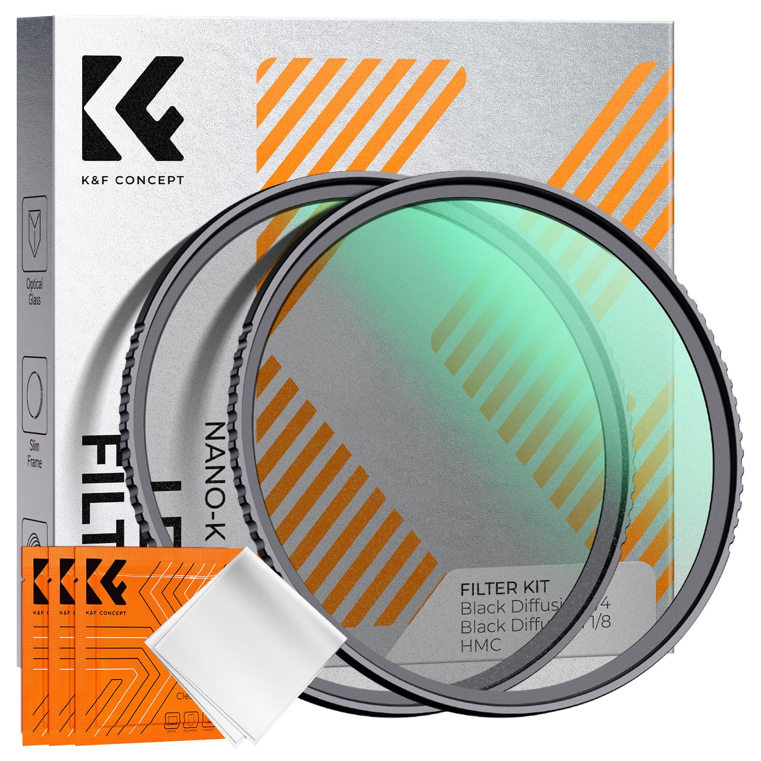 K&F CONCEPT 49mm Black Diffusion 1/4 & 1/8 Filters Kit | Mist Cinematic Effect F