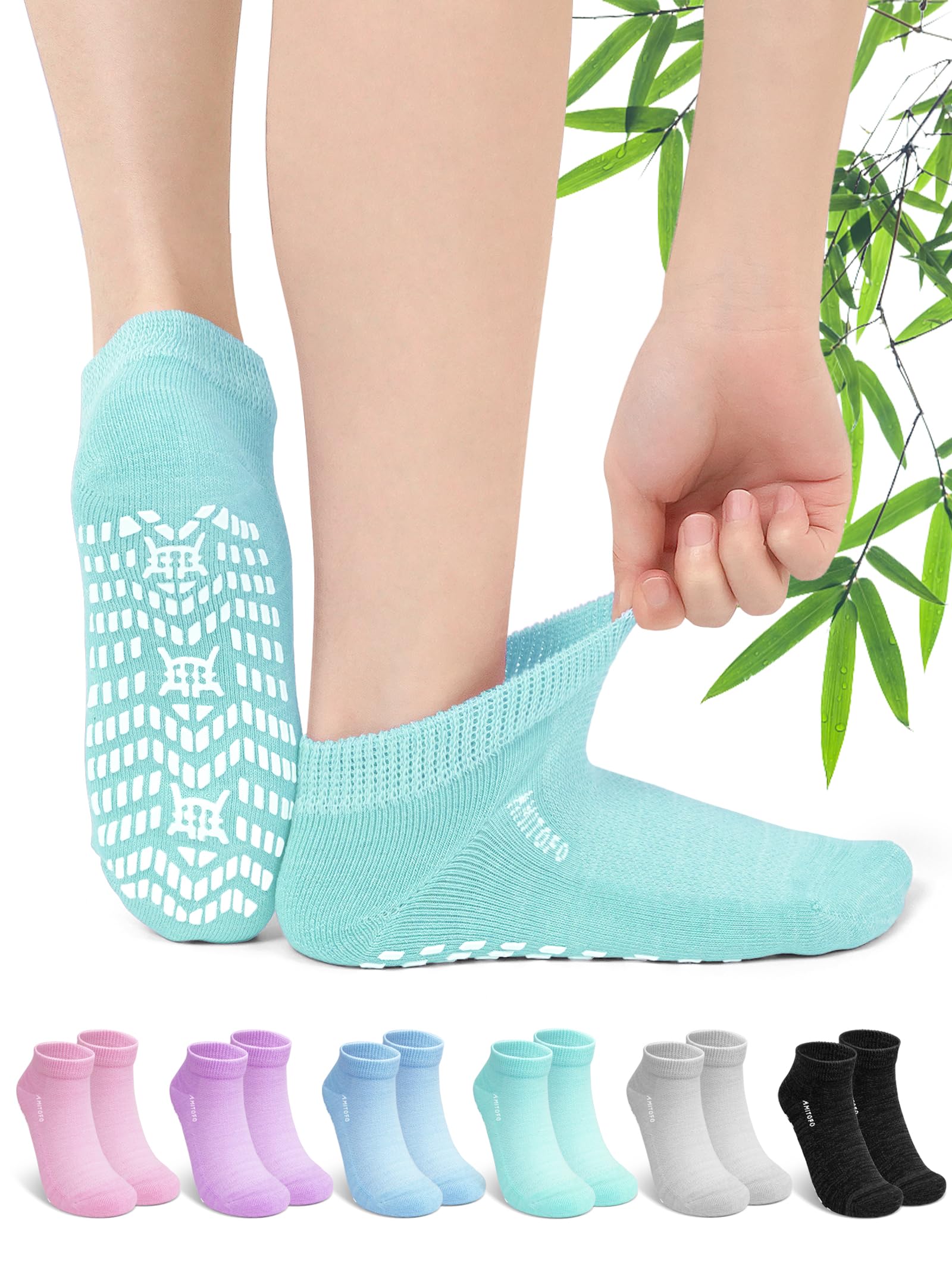 Diabetic Socks for Men Women: Soft Top Bamboo Ankle Socks Breathable With Grippe