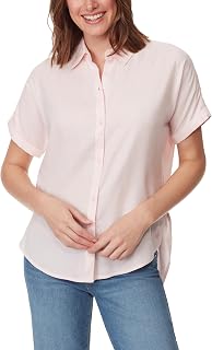 Gloria Vanderbilt Daisy Short Sleeve High-Low Button Down Shirt Standard Daisy Short Sleeve High-Low Button Down Standard Women's Shirt