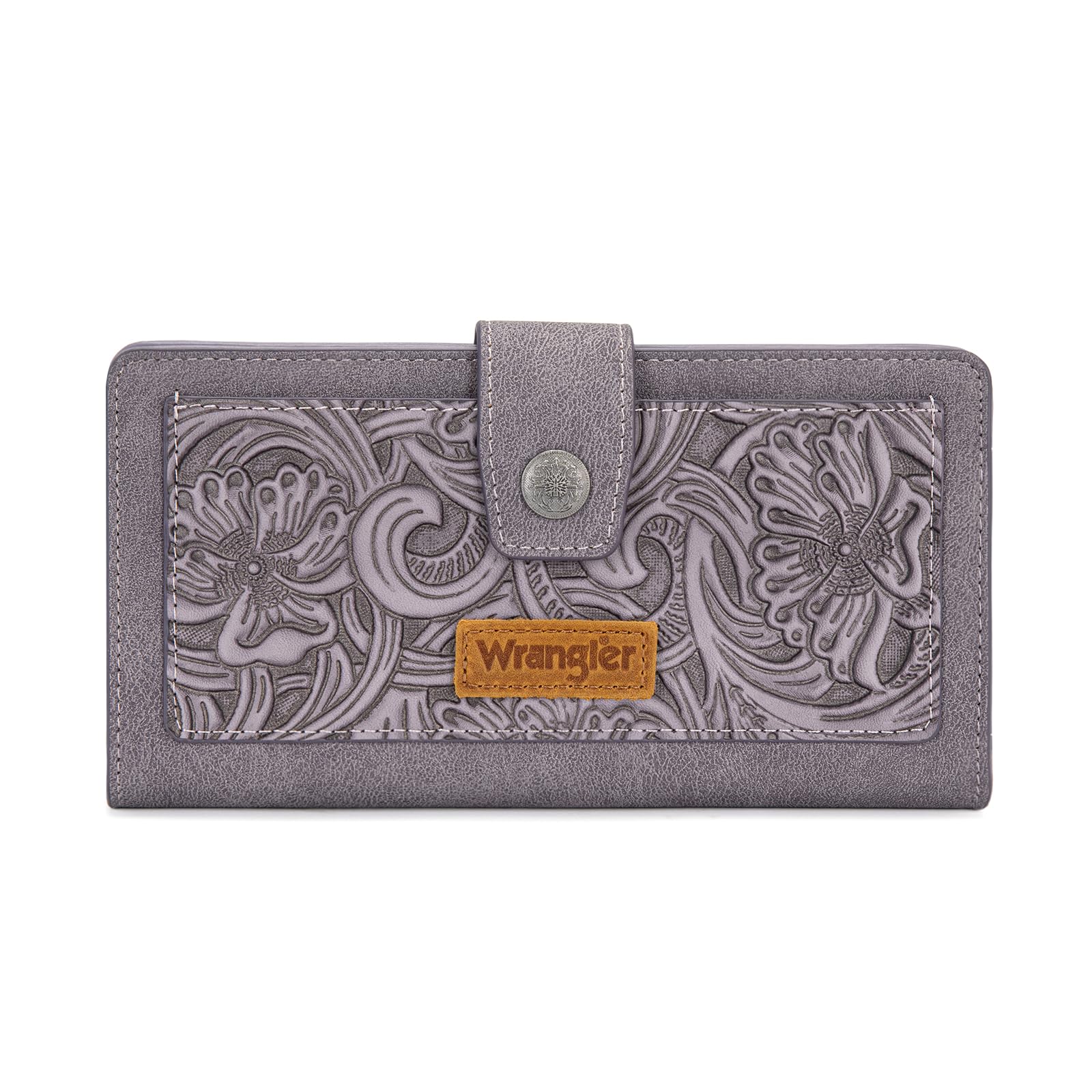 X Wrangler Western Wallet for Women Large Biflod Tooling Flower Wallets