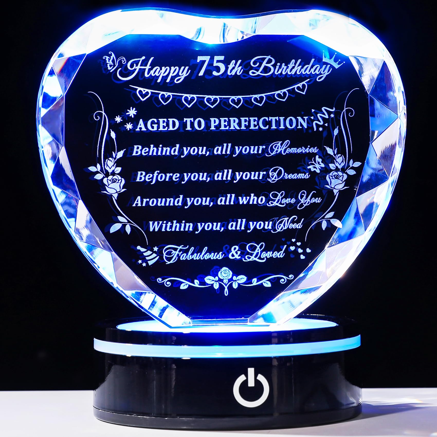 YWHL 75th Birthday Gifts for Women Men Born in 1951, Crystal Heart with Colorful