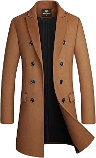Men's Premium Wool Blend Double Breasted Long Pea Coat