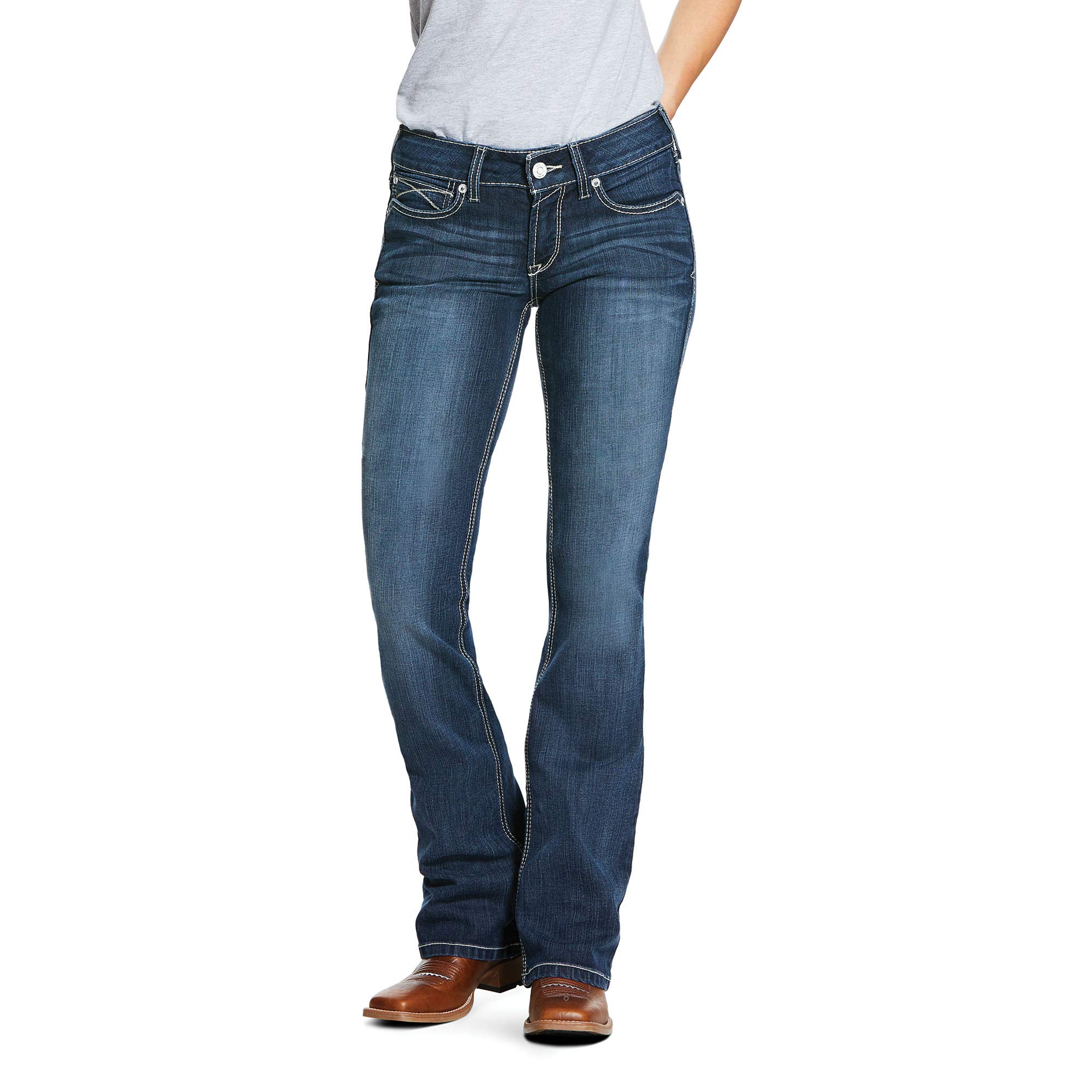 Ariat Women's R.e.a.l. Mid Rise Arrow Fit Stretch Shayla Boot Cut Jean