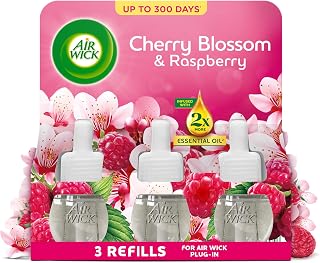 Air Wick Cherry Blossom & Raspberry Liquid Electrical Triple Refill 19ml, Lasts for up to 100 days per refill, Air Freshener