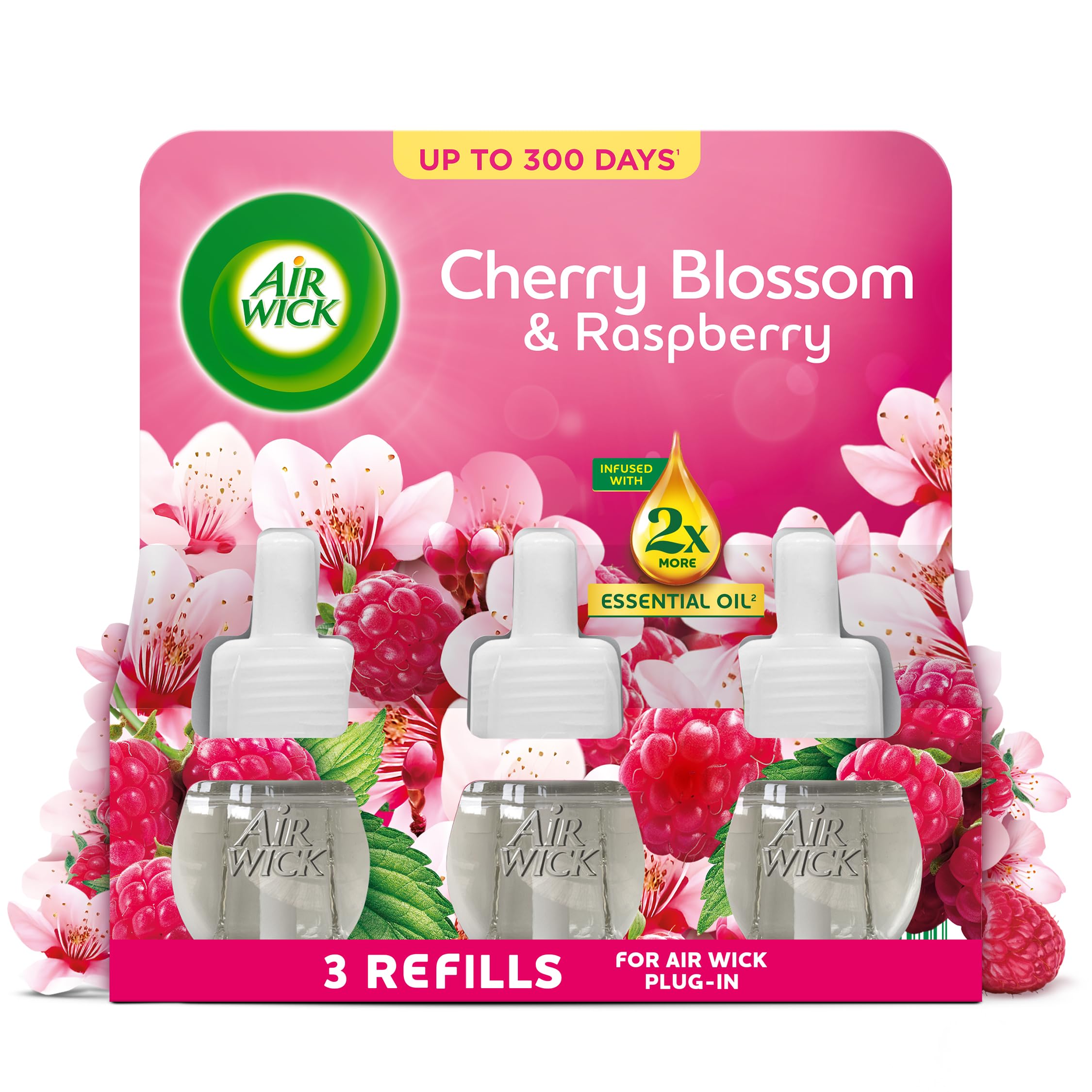 Air Wick Cherry Blossom & Raspberry Liquid Electrical Triple Refill 19ml, Lasts 