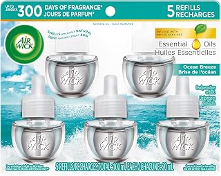Airwick Plug In Scented Oil,Ocean Breeze,White Floral and Palm Leaf Scent, Infused with natural Essential Oils, 5 Refills, (20mL Each)