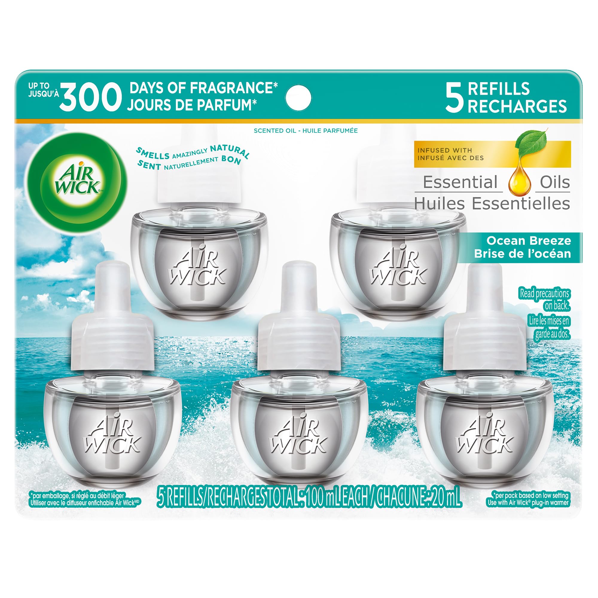 Airwick Plug In Scented Oil,Ocean Breeze,White Floral and Palm Leaf Scent, Infus