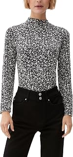 s.Oliver Women's 2156422 Long-Sleeved Shirt with Stand-up Collar