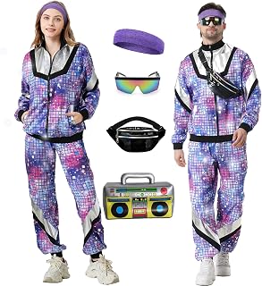 Ezuwail Disco Costume for Men Women Retro Party Outfits 70s 80s 90s Party Outfits Couples Disco Costume Halloween